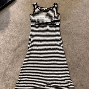 Stripe mid length summer tank top dress